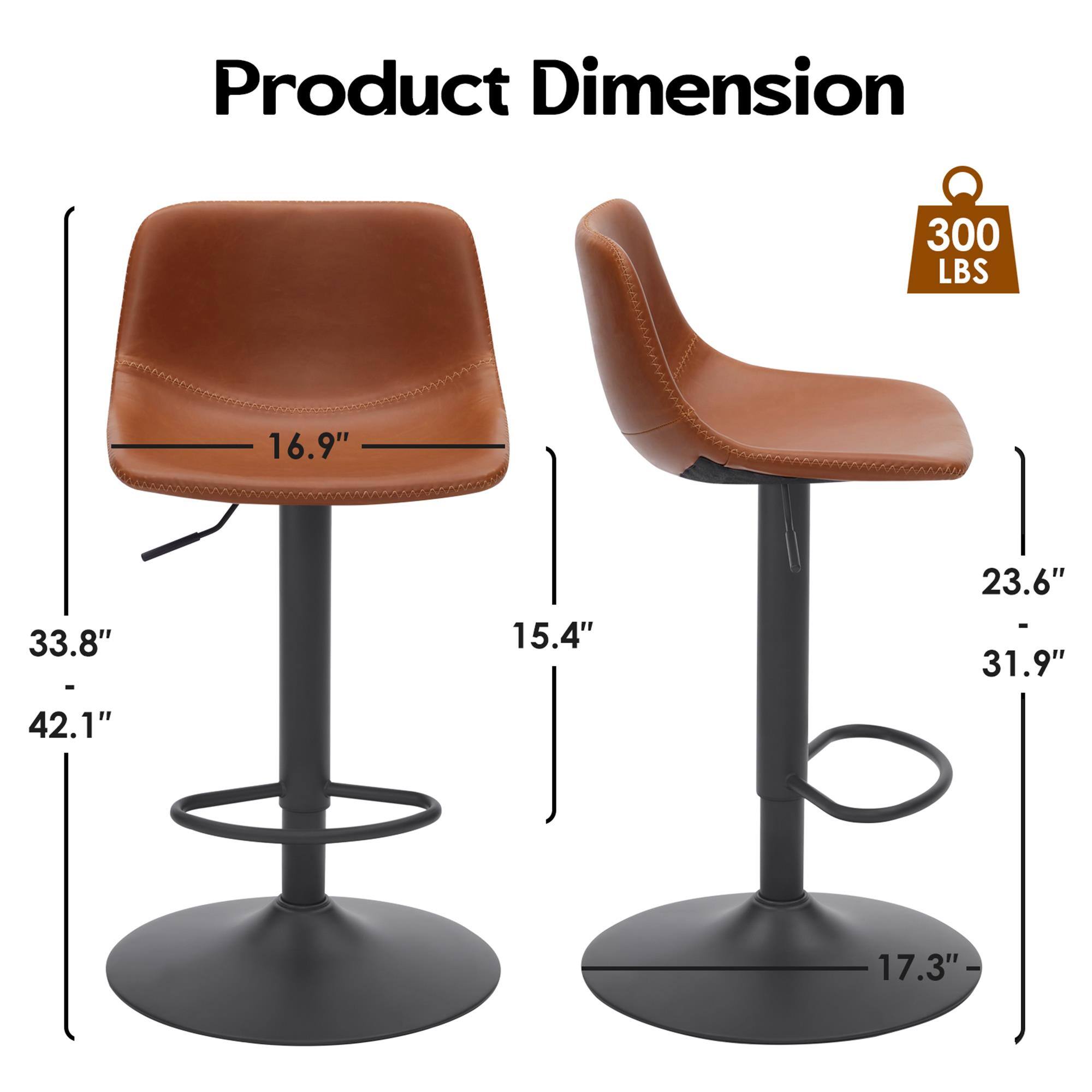 Product Dimension  
300 LBS  
16.9"  
33.8"  
42.1"  
15.4"  
23.6"  
31.9"  
17.3"