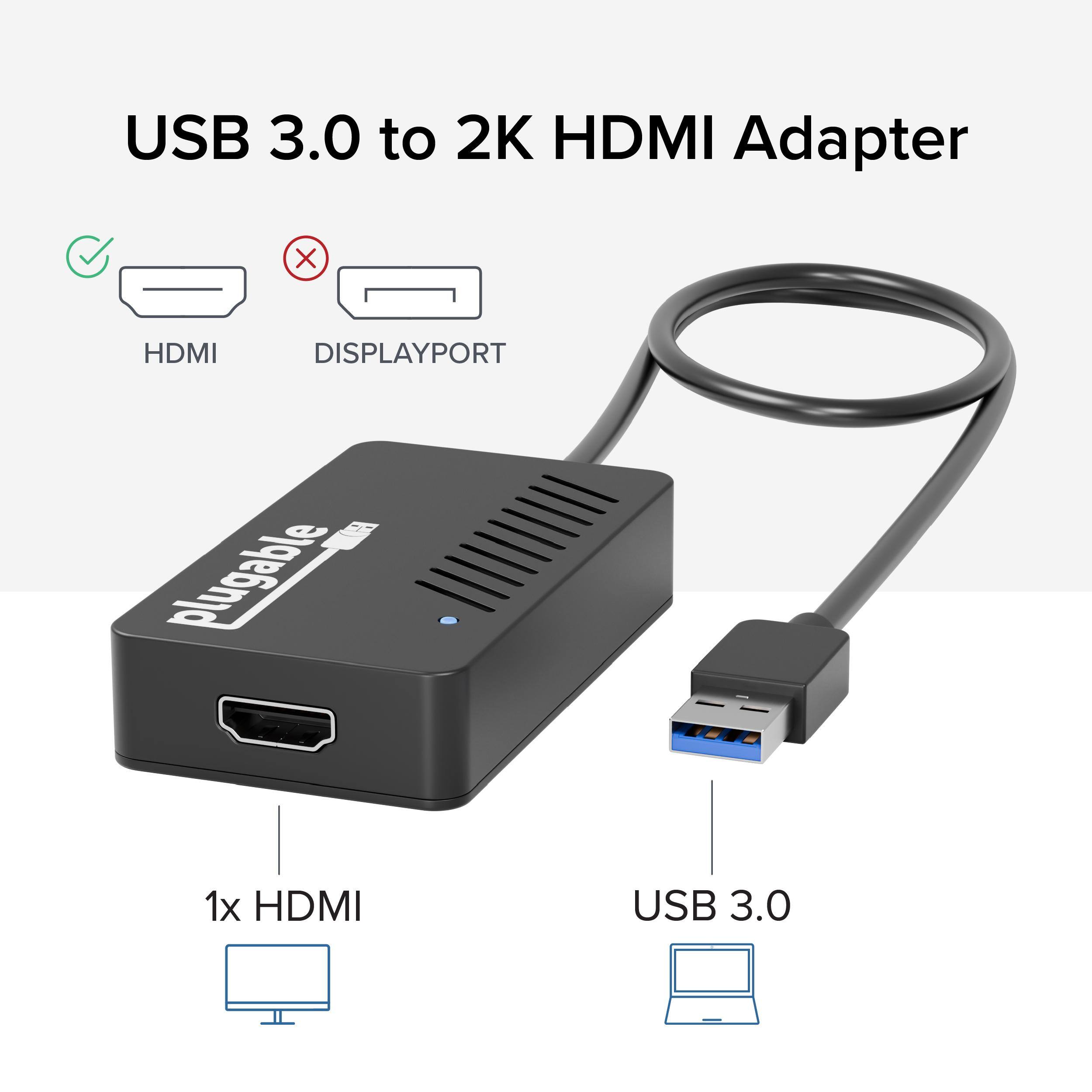 Plugable DisplayLink Monitor Adapter USB 3.0 to HDMI 2.0 for Windows ...