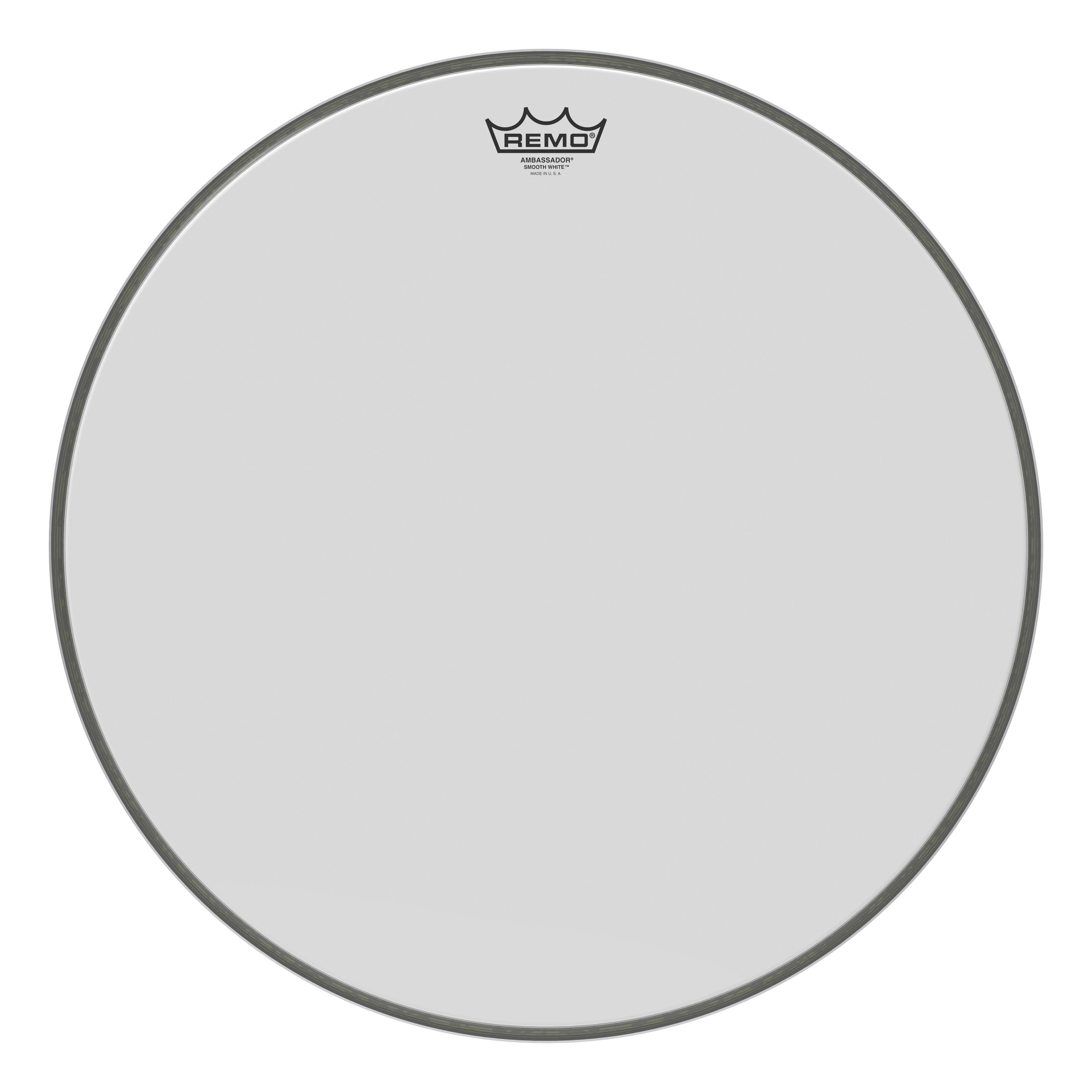 Front. Remo - Ambassador Smooth White Series Drumhead.
