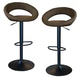 AmeriHome - Classic Latte Fabric Bar Stool Set - Brown
