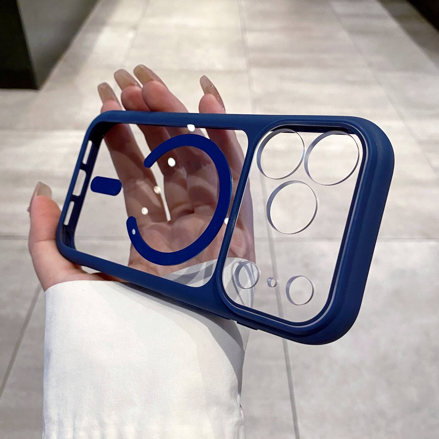 Alt View 1. Dteck - for Apple iPhone 17 Pro Max Clear Magnetic Shockproof Case,Non-Slip Hard PC+TPU Bumper Mag Safe Wireless Charging Cover - Blue.