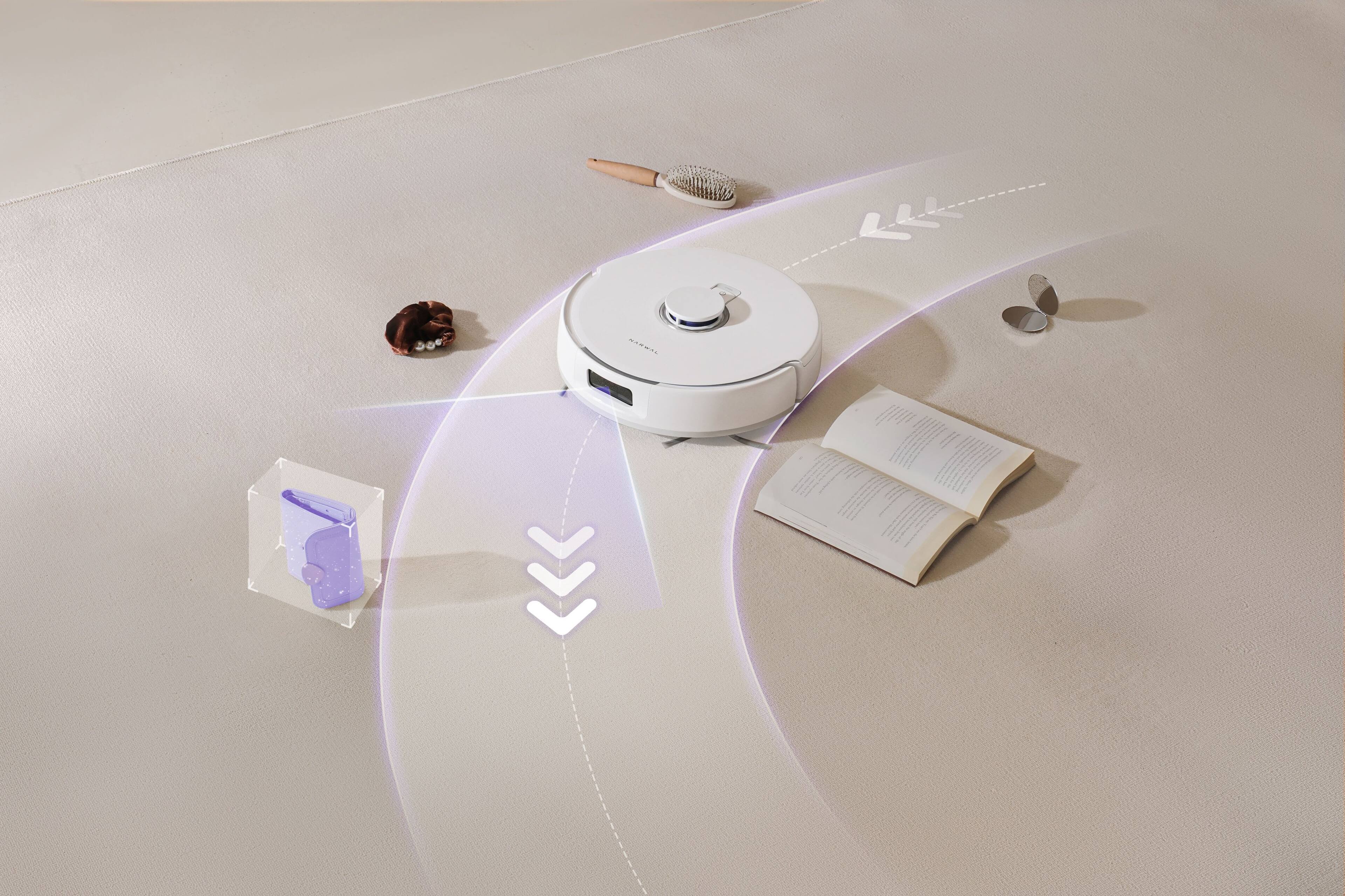 Alt View 12. Narwal - Narwal Freo Pro Bonus Pack Robot Vacuum, Extra Floor Cleaning Tablet, ZeroTangling Brush, Auto Mop Washing - White.