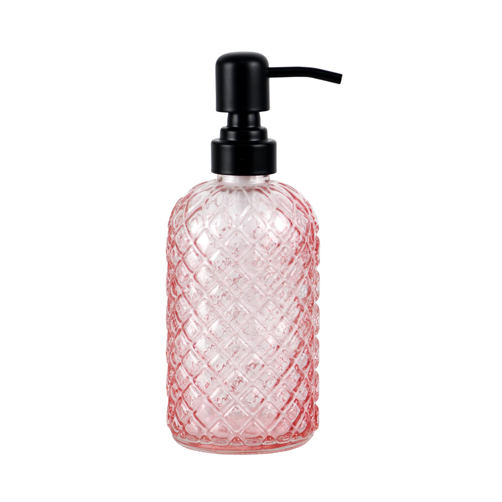 Alt View 1. Dapper Styles - Glass Soap Dispenser With 304 Rustproof Stainless Pump Refillable For Kitchen Bathroom Farmhouse - Pink-2pack& Tray.