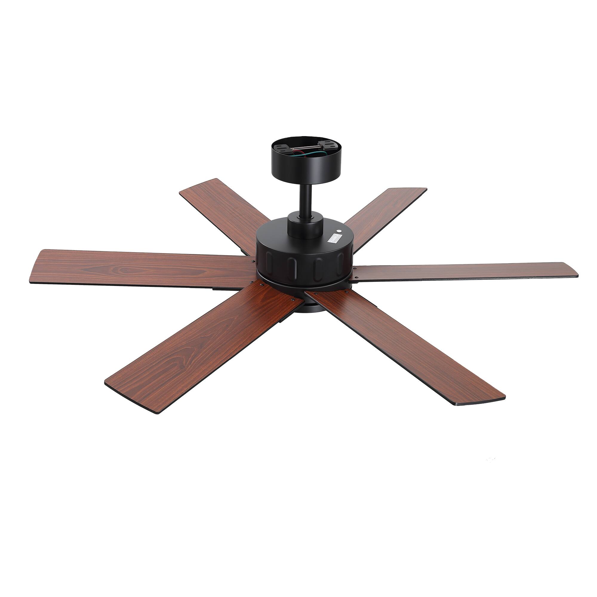 Alt View 10. Breezary - 48-Inch Modern Versatile Ceiling Fan with 6 Plywood Blades, DC Motor, 6-Speed Remote, Timer, Downrod Mount - 48-Inch Black and Walnut.