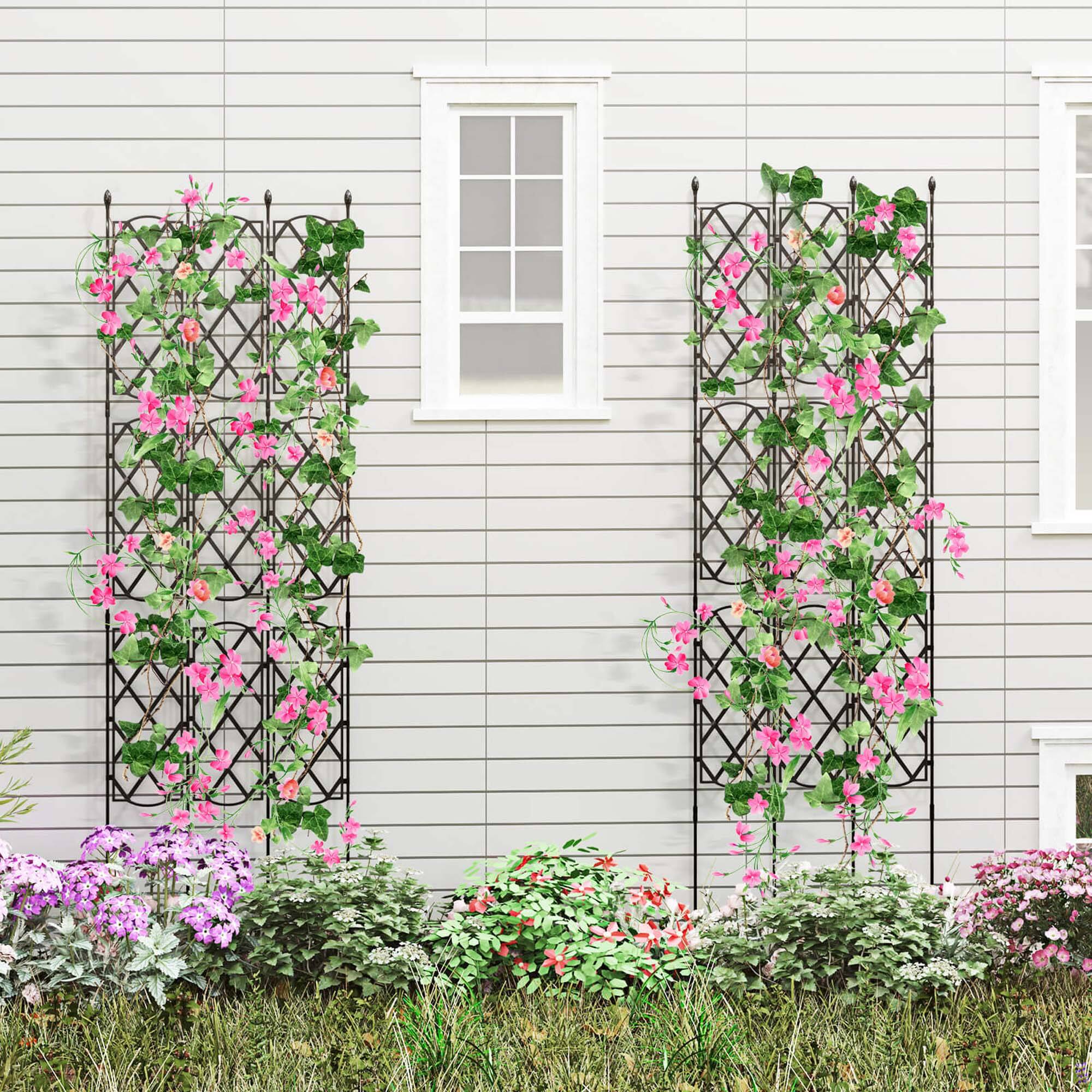 Alt View 2. Costway - 1 PCS 58" x 73" Garden Trellis for Climbing Plants Rustproof Metal Plant Support Frame - Natural.