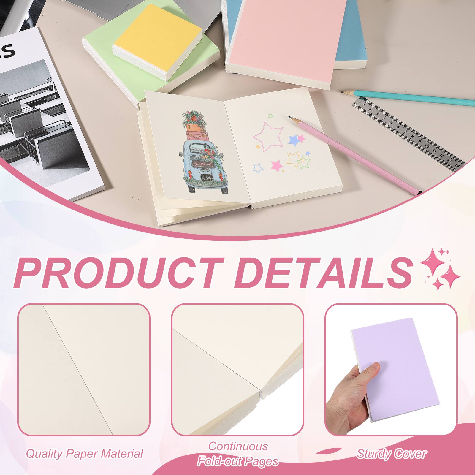 PRODUCT DETAILS

- Quality Paper Material
- Continuous Fold-out Pages
- Sturdy Cover