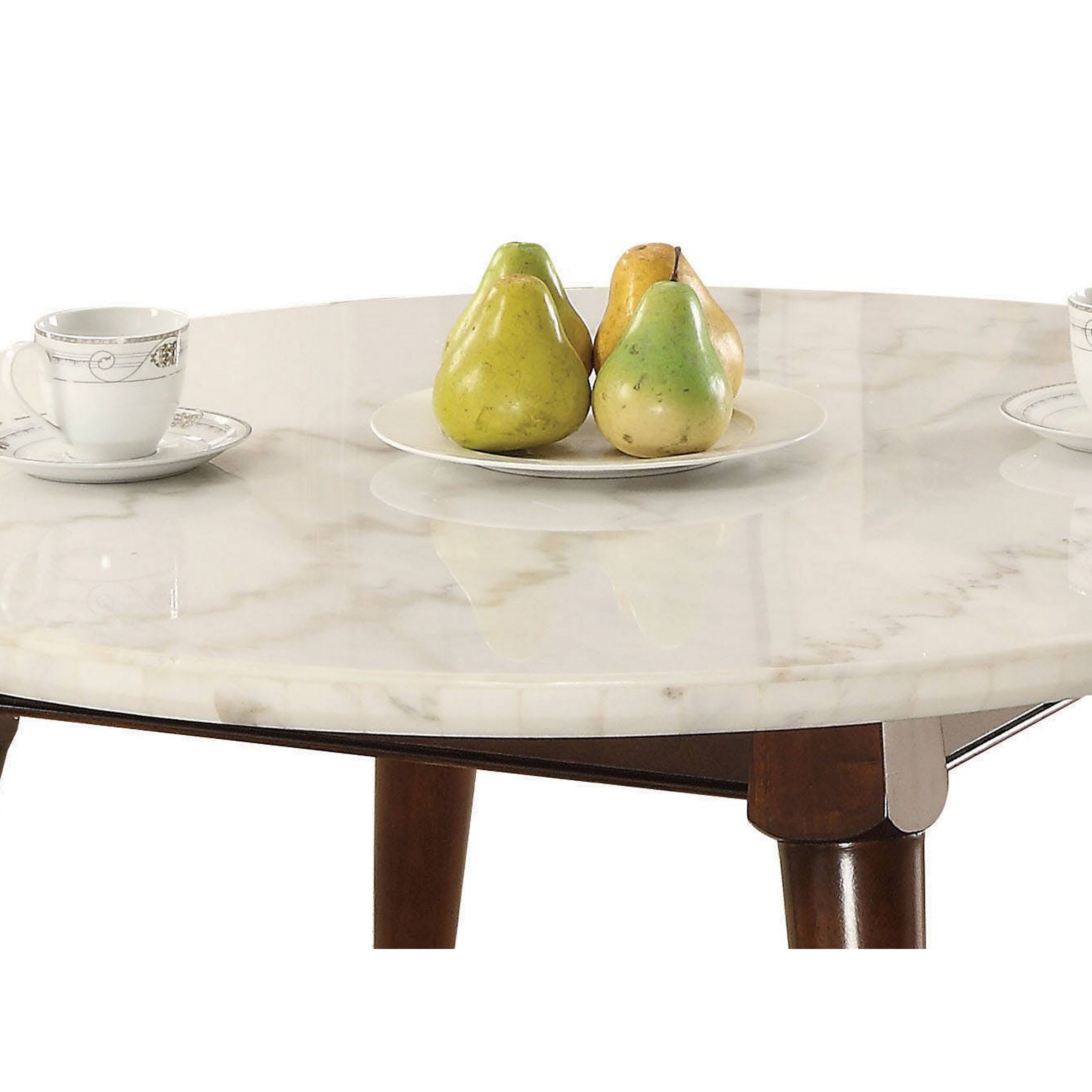 Alt View 2. Manhattan Lane - Wood Base Coffee Table with Marble Top - Brown and White.