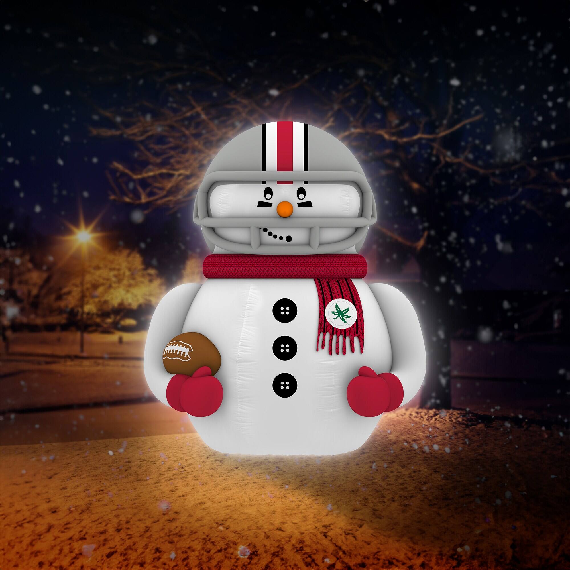 Alt View 3. Sporticulture - Ohio State Buckeyes 7' Inflatable Snowman Player - Gray.