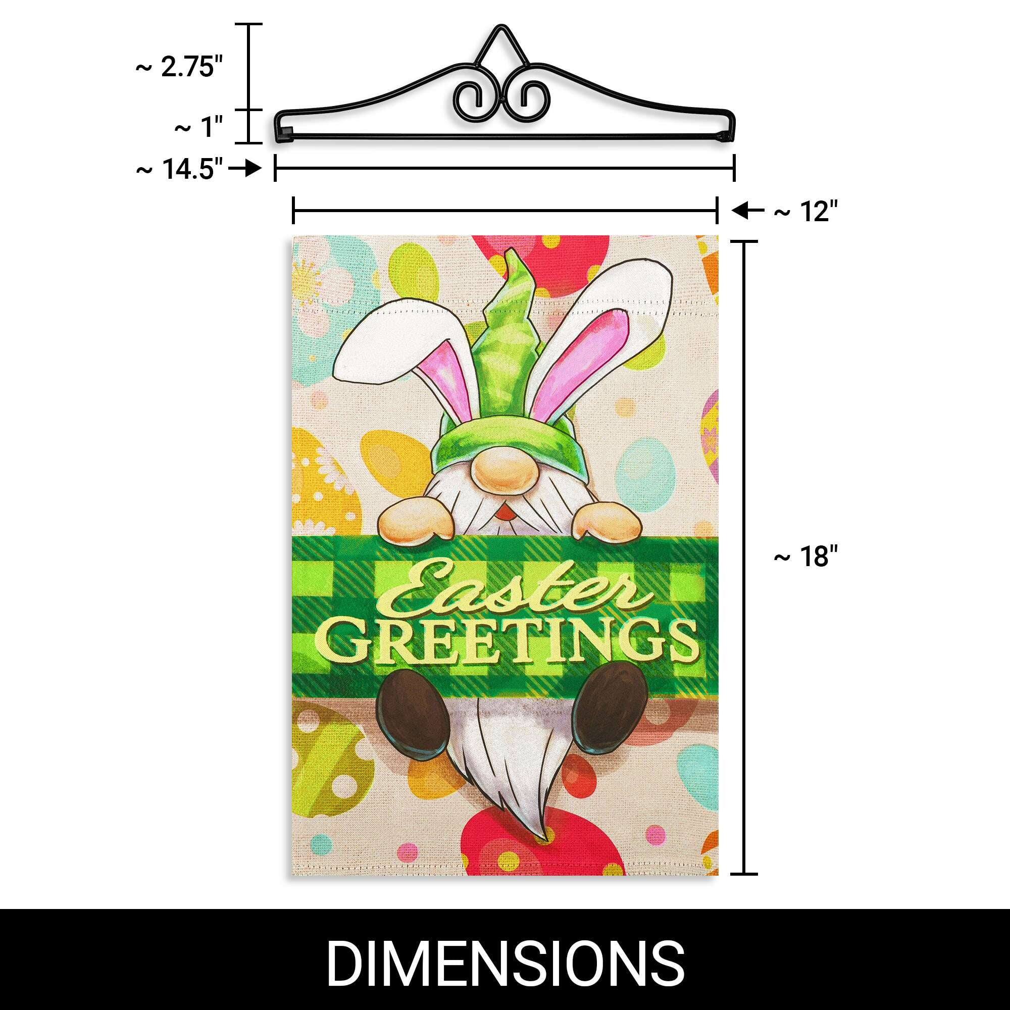 - ~2.75"
- ~1"
- ~14.5"
- ~12"
- ~18"

Easter GREETINGS

DIMENSIONS