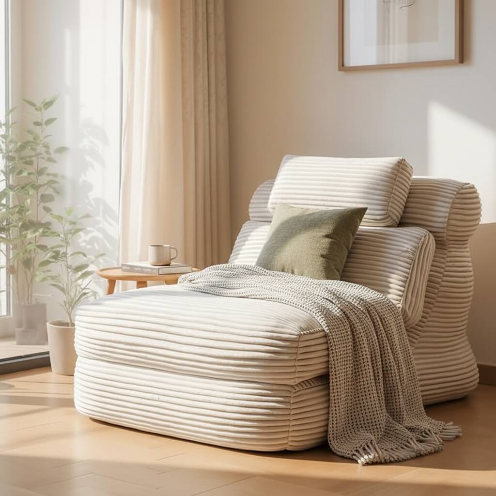 Alt View 6. AOITUN - Folding Sofa Bed Convertible Single Sleeper Chair, Corduroy Fabric Adjustable Lounge Bed for Guest Room - White.