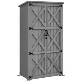 Outsunny - Wooden Garden Shed, Outdoor Storage Cabinet with Waterproof Asphalt Roof - Gray