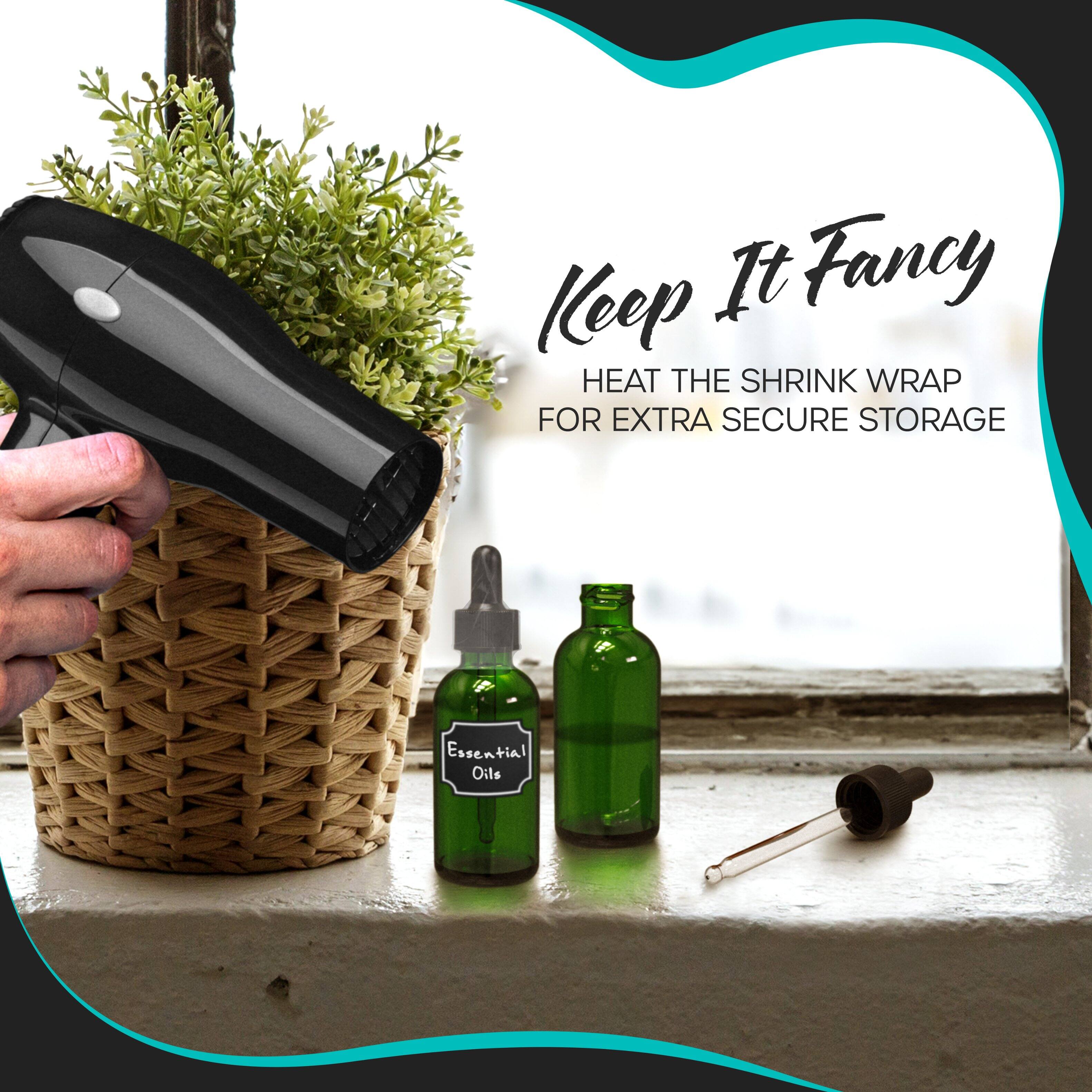Keep It Fancy  
Heat the Shrink Wrap for Extra Secure Storage  

Essential Oils