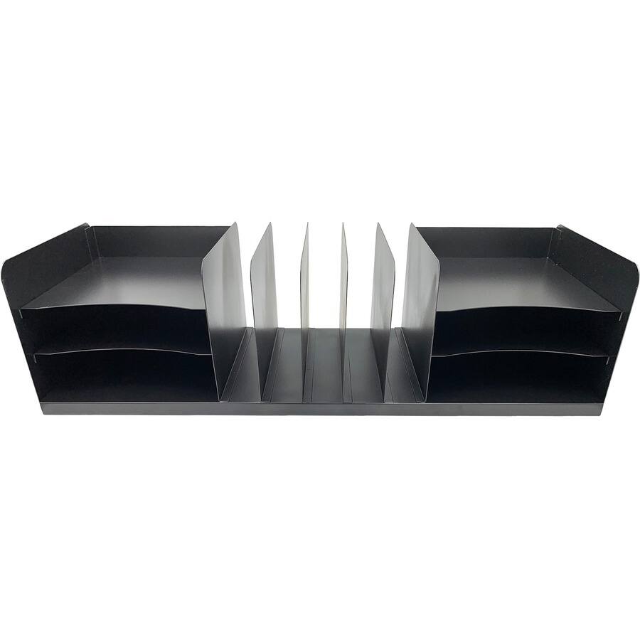 Left. Huron - Huron Vertical/Horizontal Combo Desk Organizer 11 Compartment Horizontal/Vertical 8" x 30" x 11" Durable Black Steel - Black.