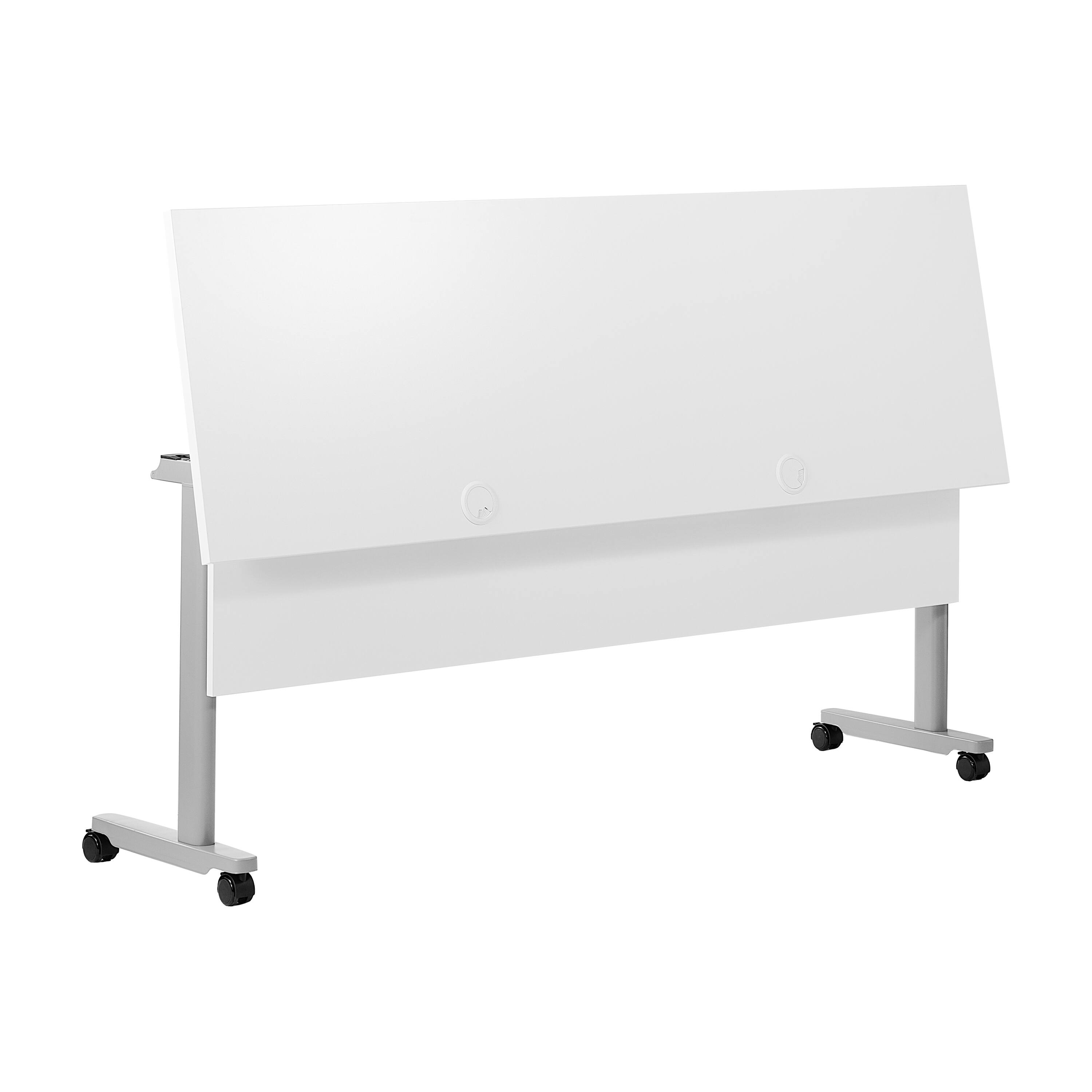 Alt View 8. Emma + Oliver - Hahn Heavy-Duty Flip Top Training Table with Nesting Design, Privacy Panel, T-Legs, Tabletop, Metal Frame - White Top/Gray Frame.