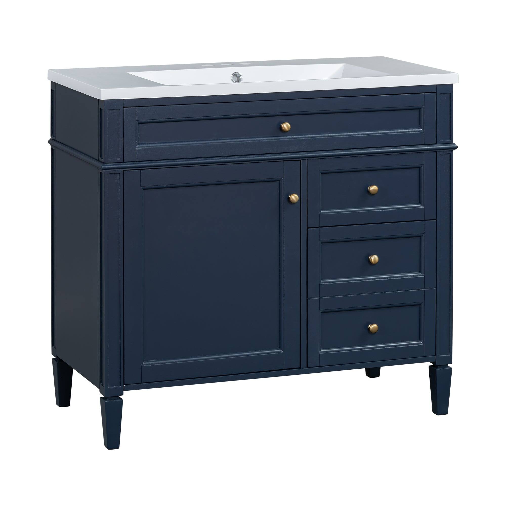 Alt View 9. Boyel Living - 36 Inch Modern Bathroom Vanity with Resin Sink Two Drawers Tip Out Blue - Blue.