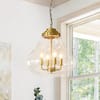 Front. RYHNUYNE - 13.77" Gold Glass Pendant Light - Adjustable Hanging Light Fixture for Kitchen Island, Dining Room, Foyer.