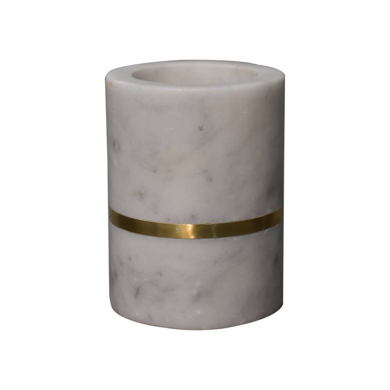 Alt View 1. Artisan Furniture - Artisan Furniture Brass Inlay Bathroom Set of 5, White - White.