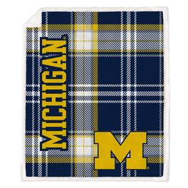 Pegasus - Michigan Wolverines 50" x 60" Playmaker Plaid Ultra Cozy Sherpa Throw - Multicolor