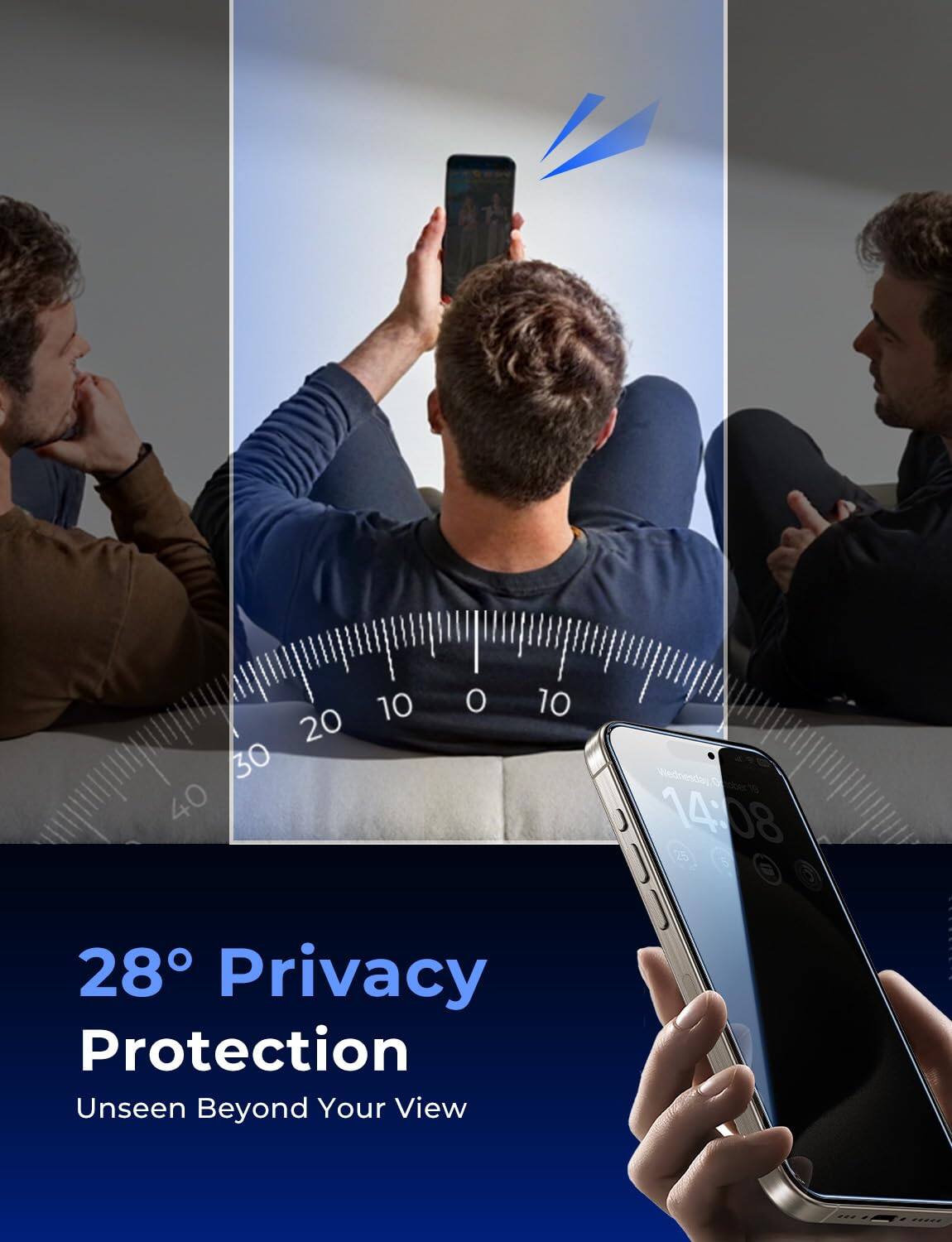 10 20 30 40  
0  
10  
14:08  
28° Privacy Protection  
Unseen Beyond Your View