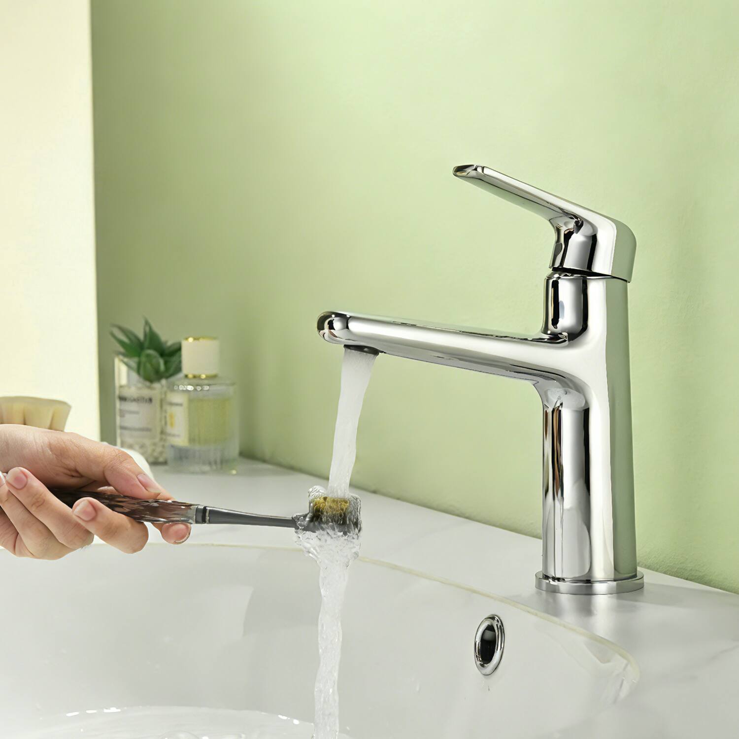 Alt View 3. Boyel Living - Chrome Single Handle Bathroom Faucet Solid Brass with Drain - Chrome.