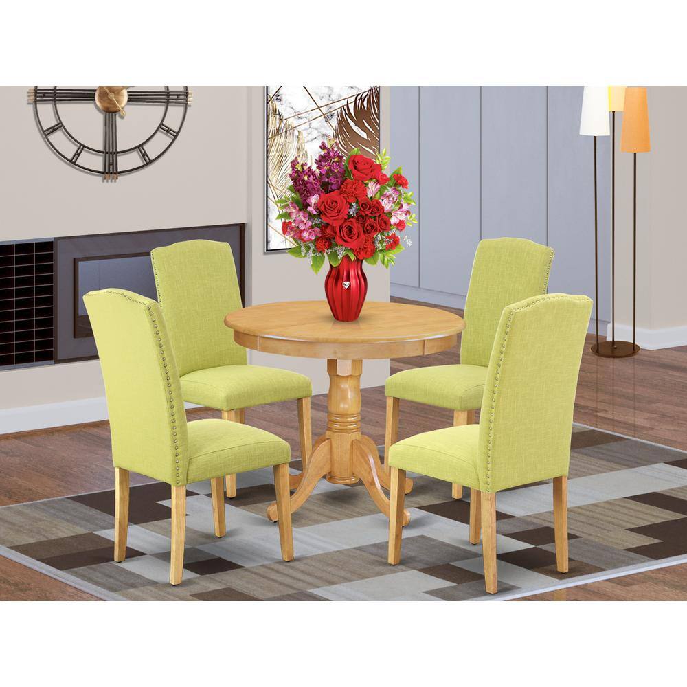Left. East West Furniture - Dining Room Set Oak - Brown.