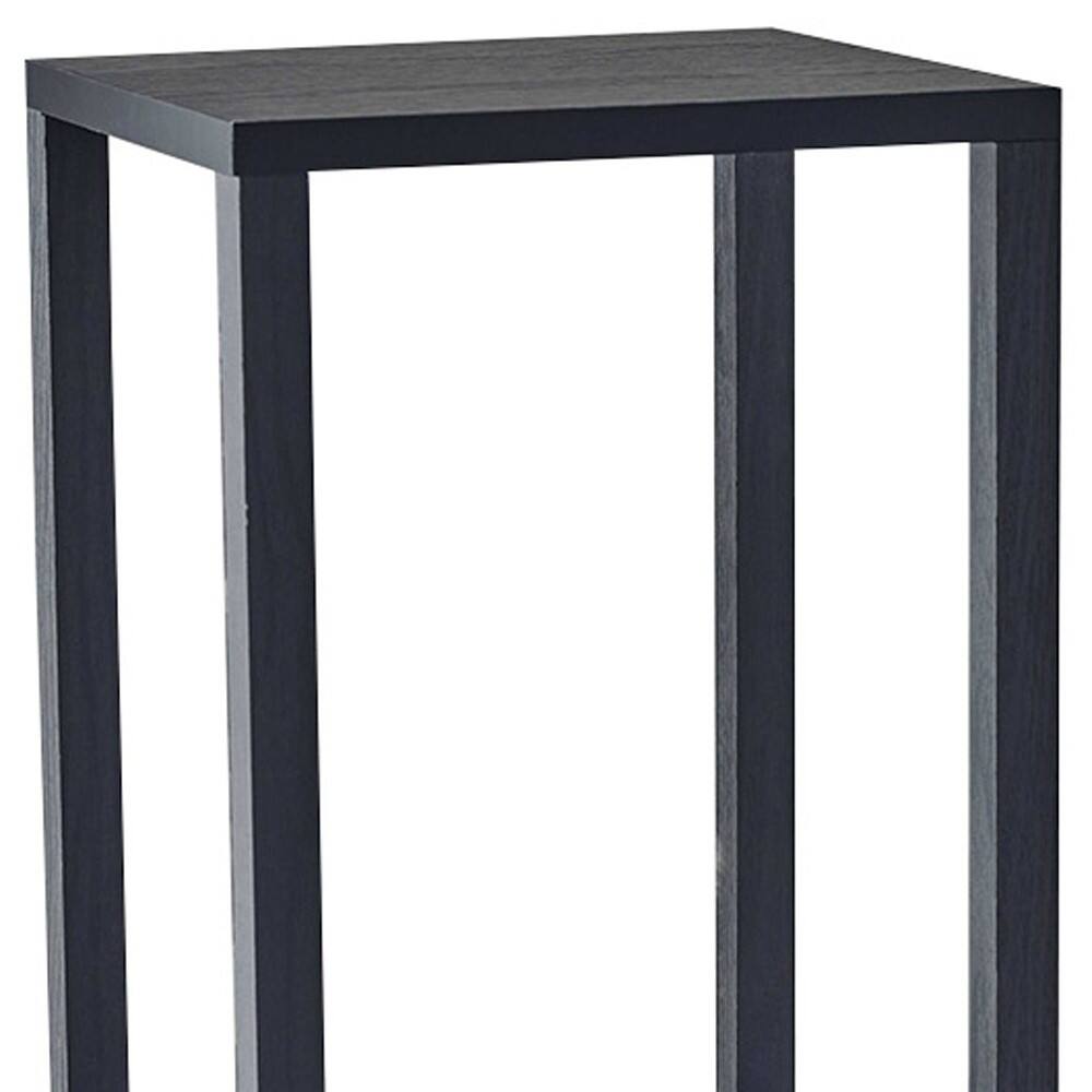 Back. Hivvago - Hivvago 35 Inch Solid Wood Square End Table With Two Shelves - Black.