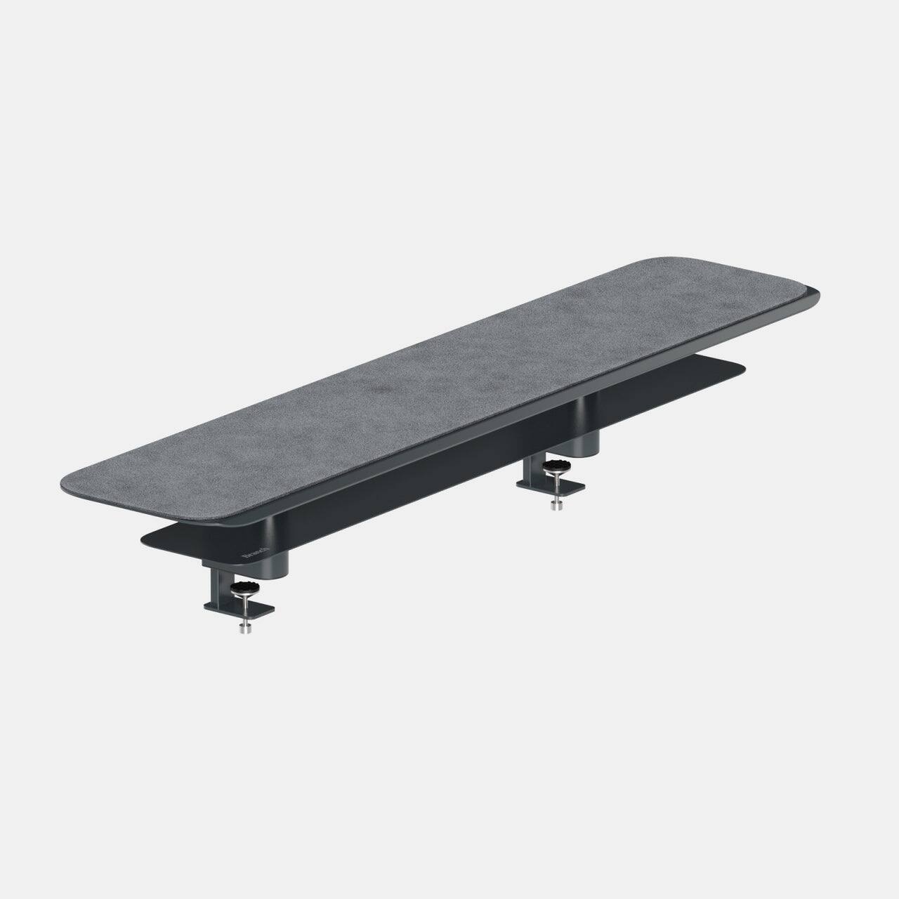 Left. Branch Furniture - Branch Large Monitor Stand – Durable Steel Construction with Felt Liner, Hidden Storage, and Universal Clamp - Charcoal.