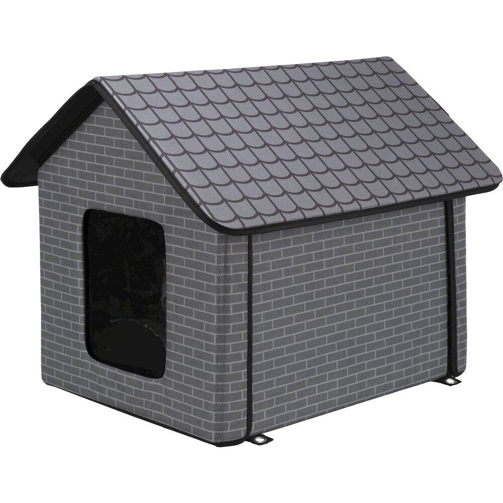 Alt View 1. TRIXIE - Insulated Outdoor Pet House, Foldable, Waterproof Material - Gray.