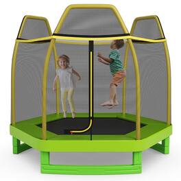 Kadyn - 7 Feet Kids Recreational Bounce Jumper Trampoline-Green, Trampoline with Enclosure, Great Mini Trampoline