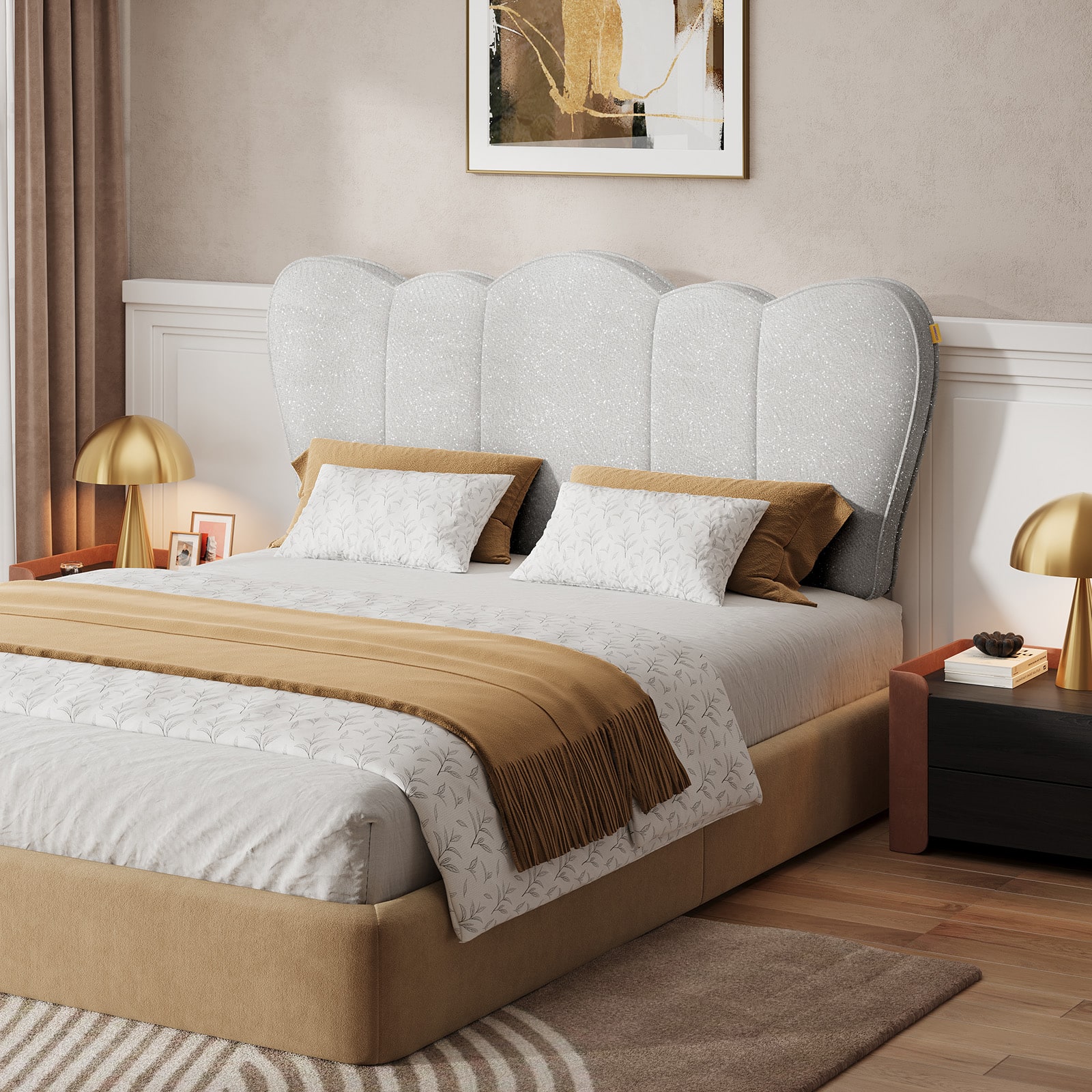 Pinmoco - Upholstered Headboard Ergonomic Fabric Headboard Suitable for 8-14 inch Mattress - Sliver-Grey