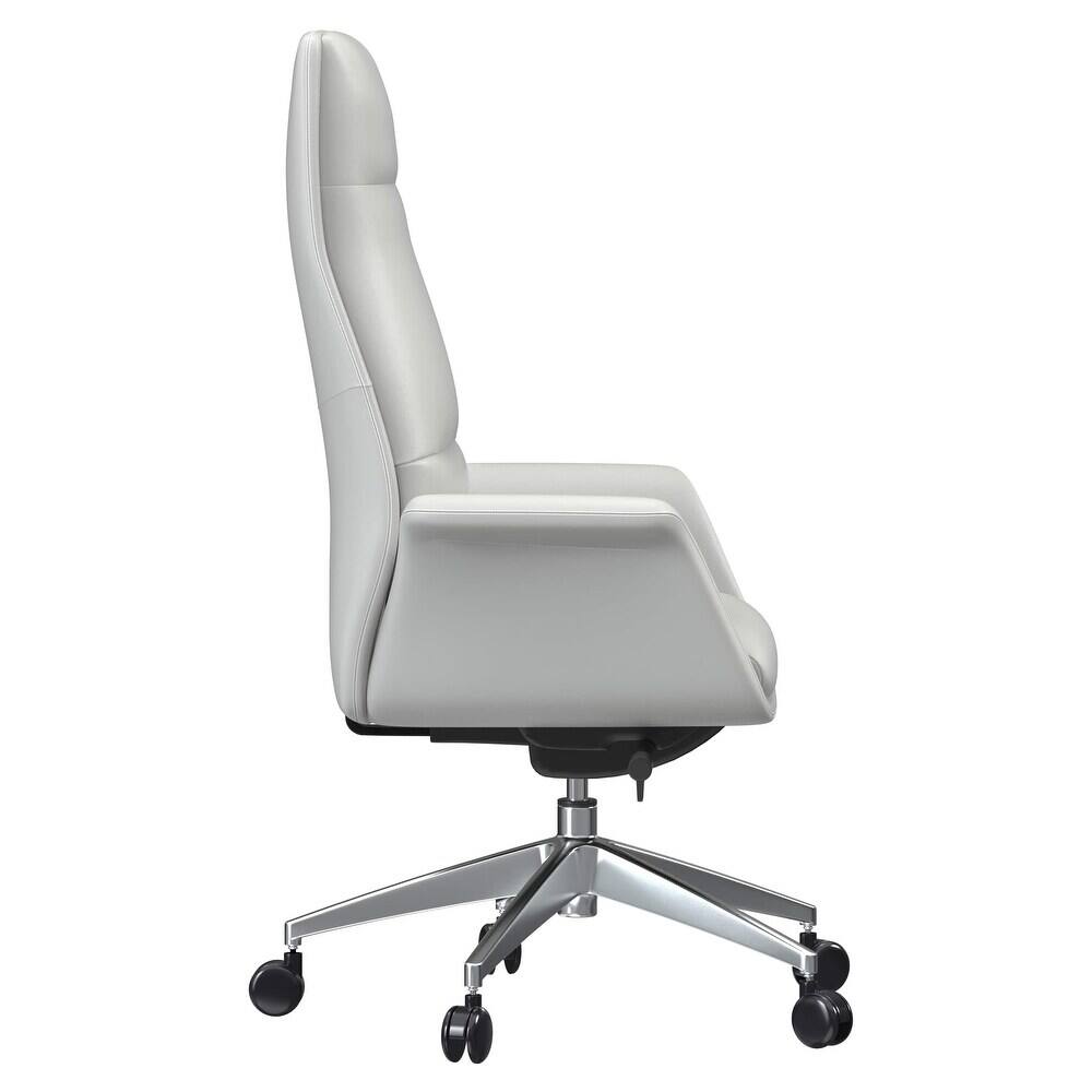 Alt View 1. LeisureMod - Summit High-Back Swivel Leather in Metal Frame Office Desk Chair with Adjustable Height, Tilt & Plush Cushion - White.