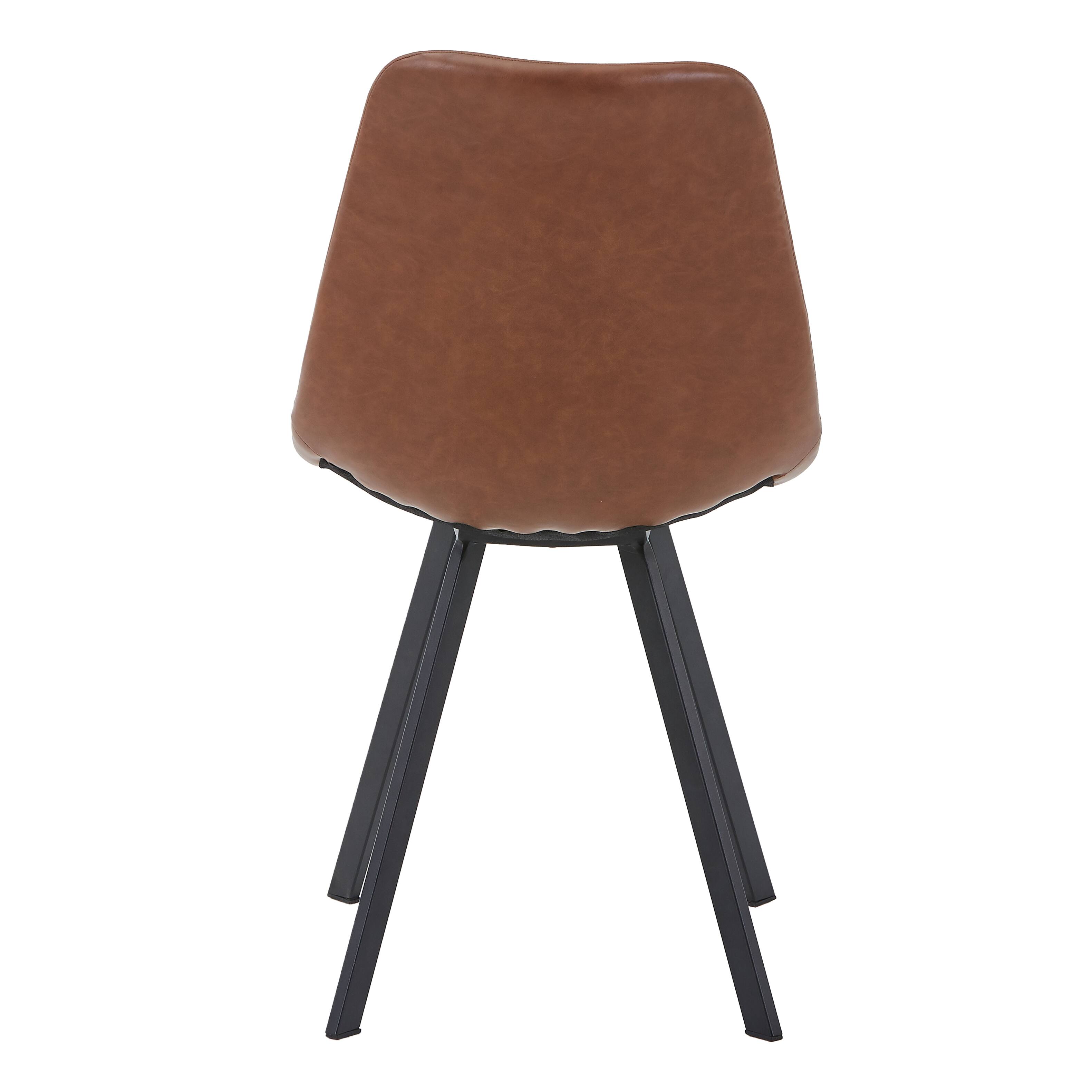 Alt View 6. LeisureMod - Markley Modern Upholstered Dining Chair, Distressed Leather Ergonomic Kitchen Chair with Iron Legs - Light Brown.