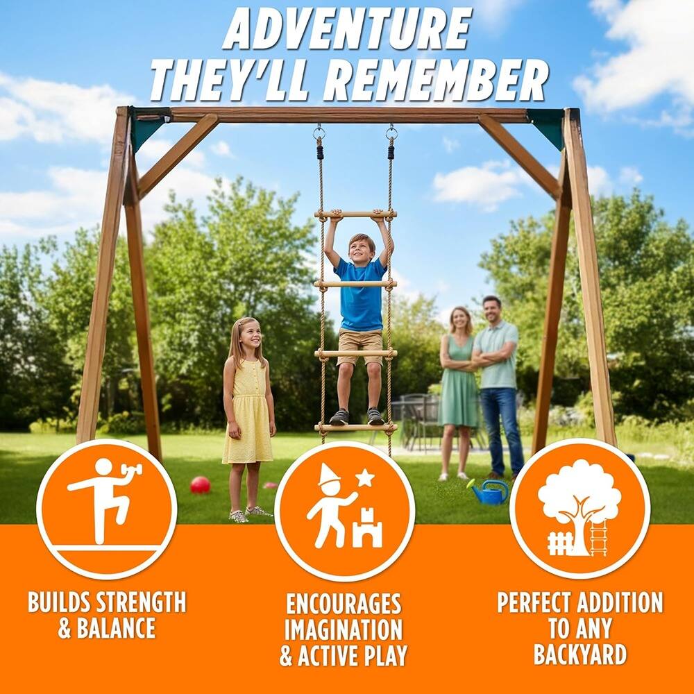 ADVENTURE THEY'LL REMEMBER

- BUILDS STRENGTH & BALANCE
- ENCOURAGES IMAGINATION & ACTIVE PLAY
- PERFECT ADDITION TO ANY BACKYARD
