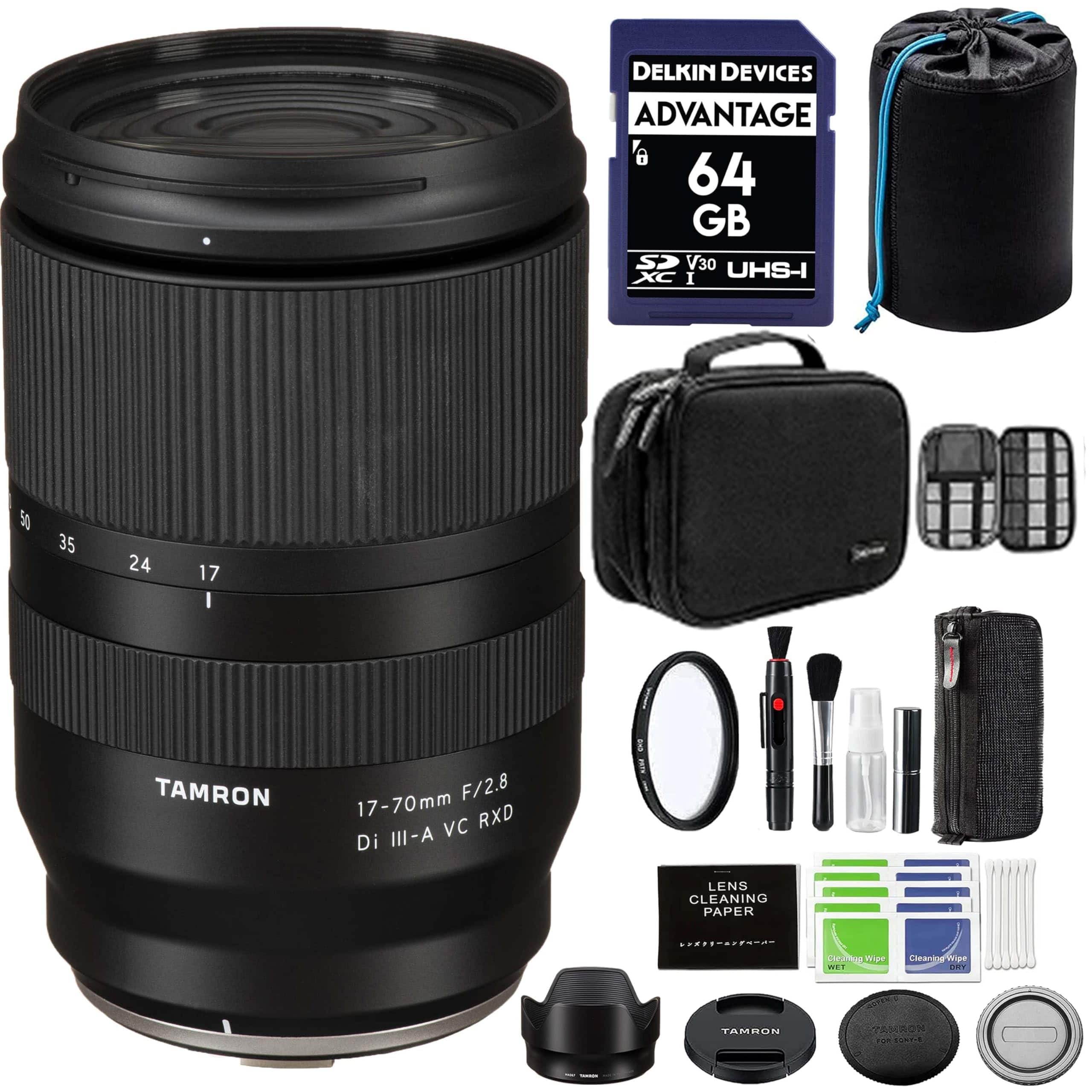 Tamron - 17-70mm f/2.8 Di III-A VC RXD Lens for Fujifilm with Advanced Accessory and Travel Bundle | 17-70 mm Lens - Black