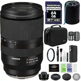 Tamron - 17-70mm f/2.8 Di III-A VC RXD Lens for Fujifilm with Advanced Accessory and Travel Bundle | 17-70 mm Lens - Black