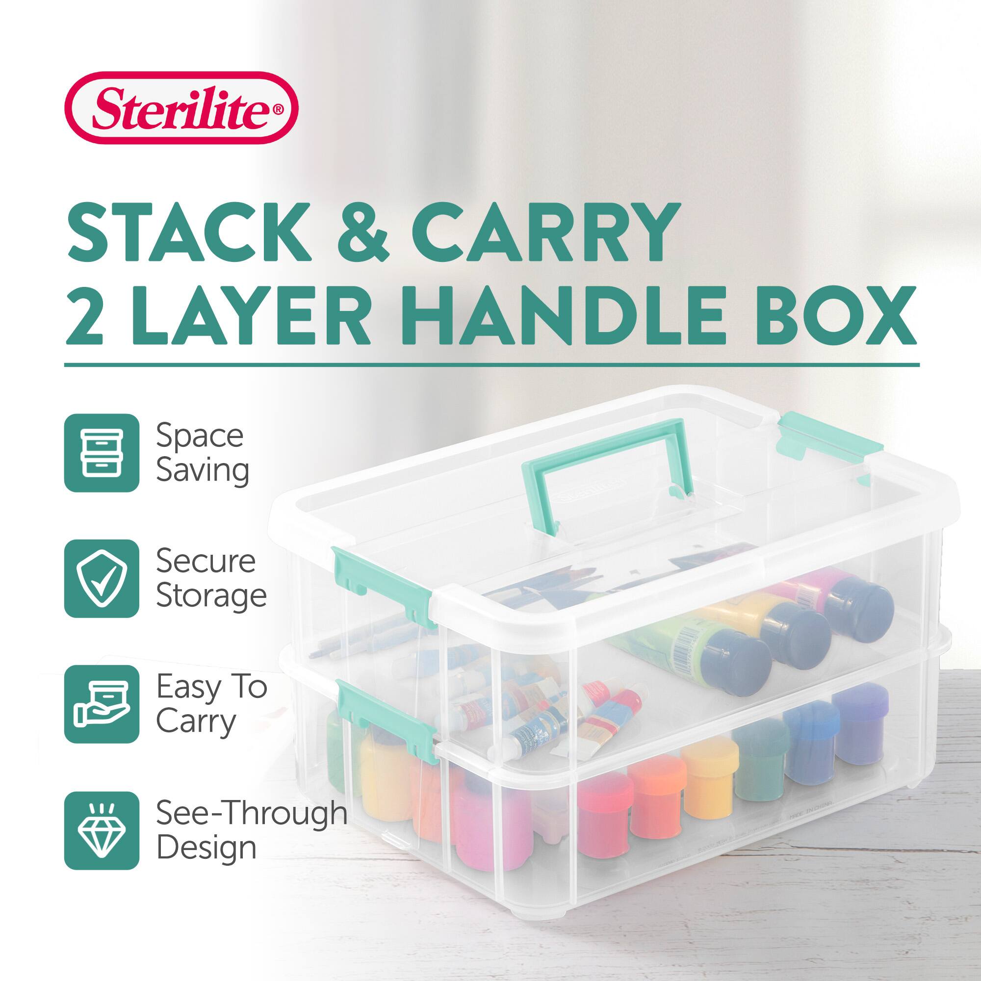 Sterilite®

STACK & CARRY  
2 LAYER HANDLE BOX

- Space Saving
- Secure Storage
- Easy To Carry
- See-Through Design
