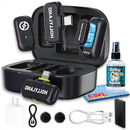 HollyView - Hollyland LARK A1 Combo Dual Wireless Lavalier Mic USB-C iPhone Android - Black