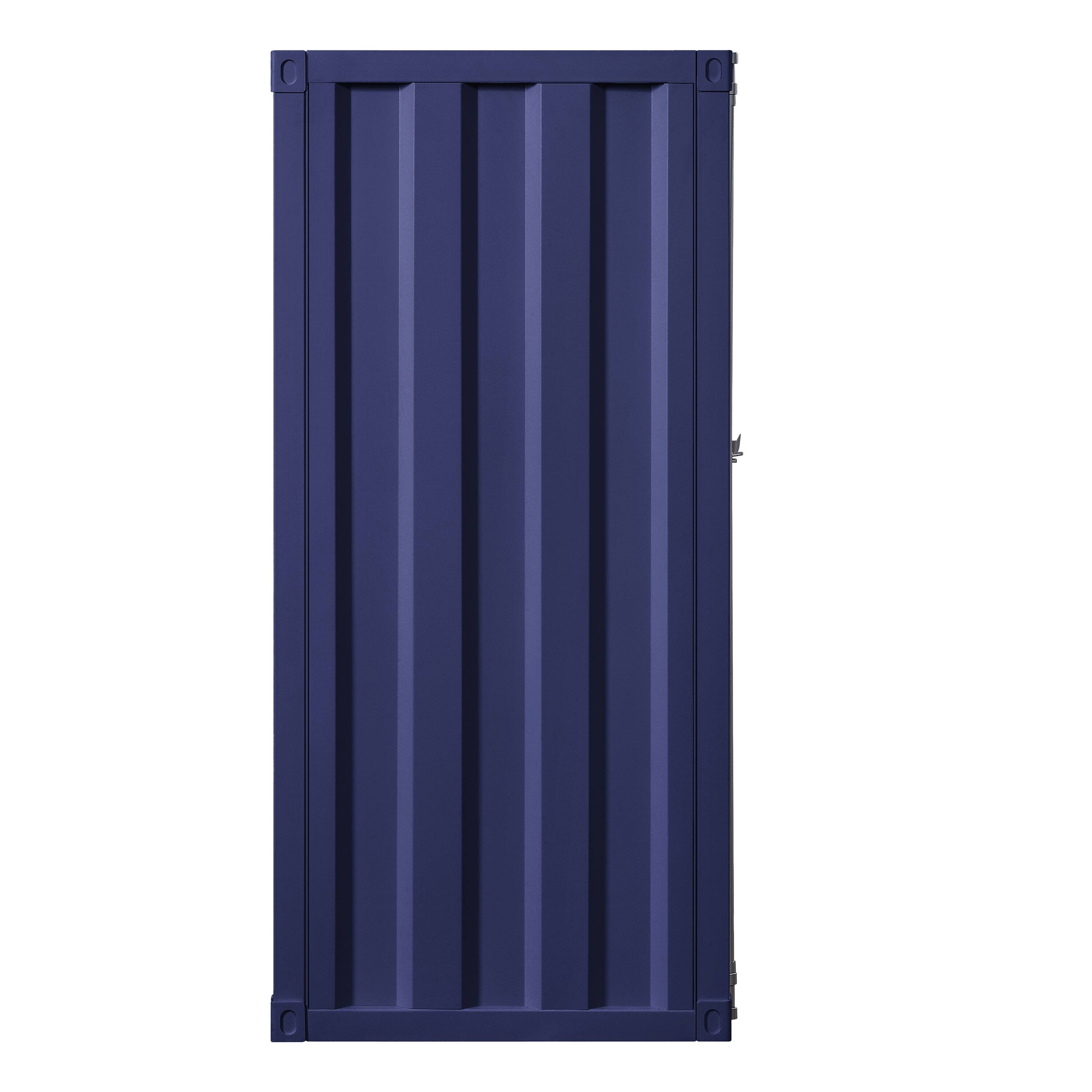Alt View 3. Manhattan Lane - Dua Three Pc Full Bedroom Set, Recessed Panel Pattern, Industrial Style, Blue Metal - Blue.