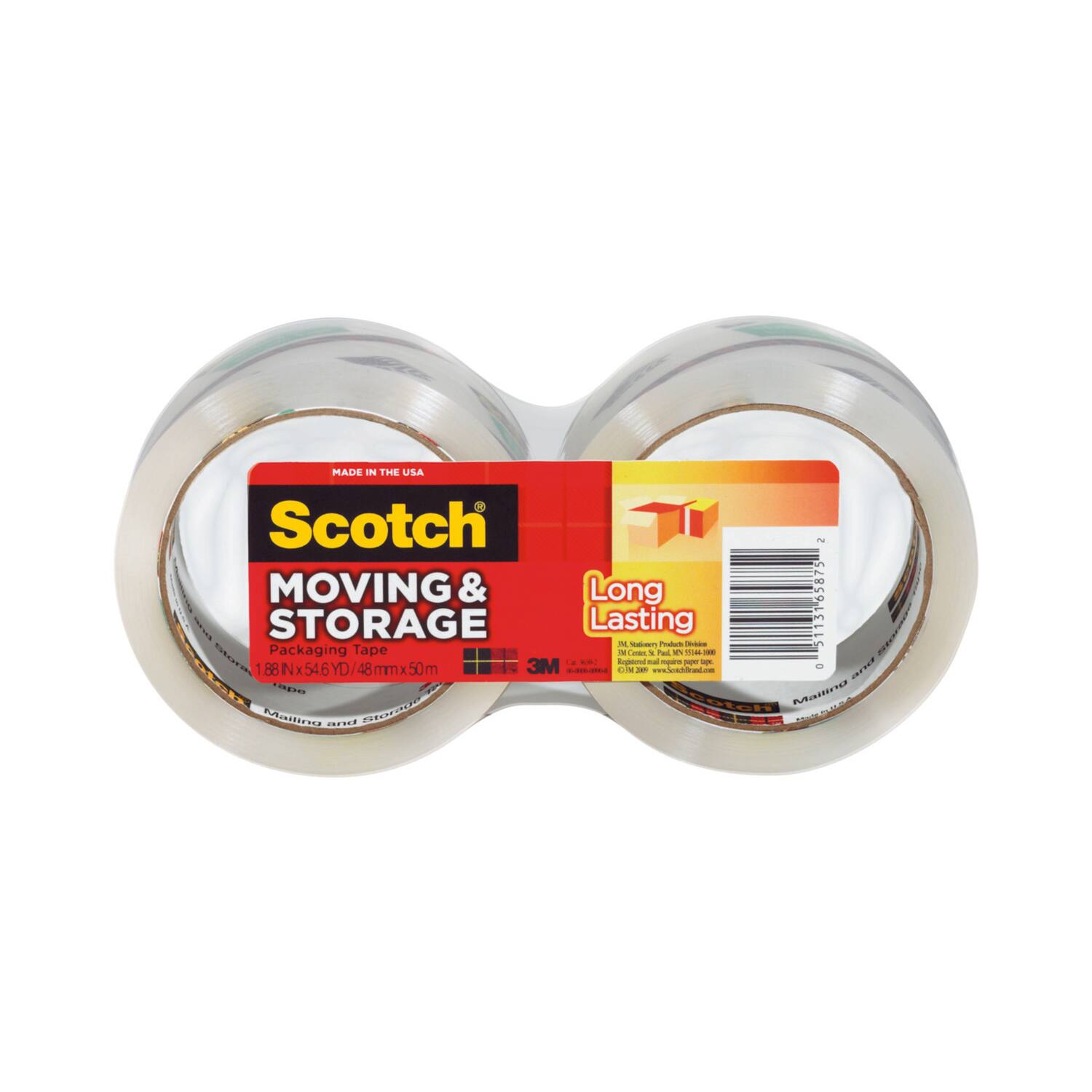 MADE IN THE USA Scotch MOVING & STORAGE Long Lasting Packaging Tape 3M 88N x 54 YD / 48mm x 50m
