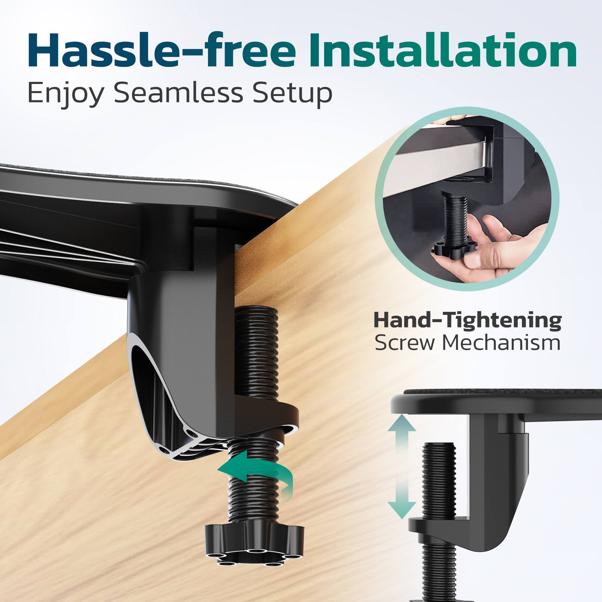 Hassle-free Installation: Enjoy Seamless Setup with Hand-Tightening Screw Mechanism.