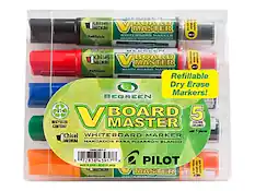 Begreen V Board Master
Whiteboard Marker
Chisel Medium
Refillable Dry Erase Markers!
5 Colors
Recycled Content 91%
Made in Japan
Pilot
V Master