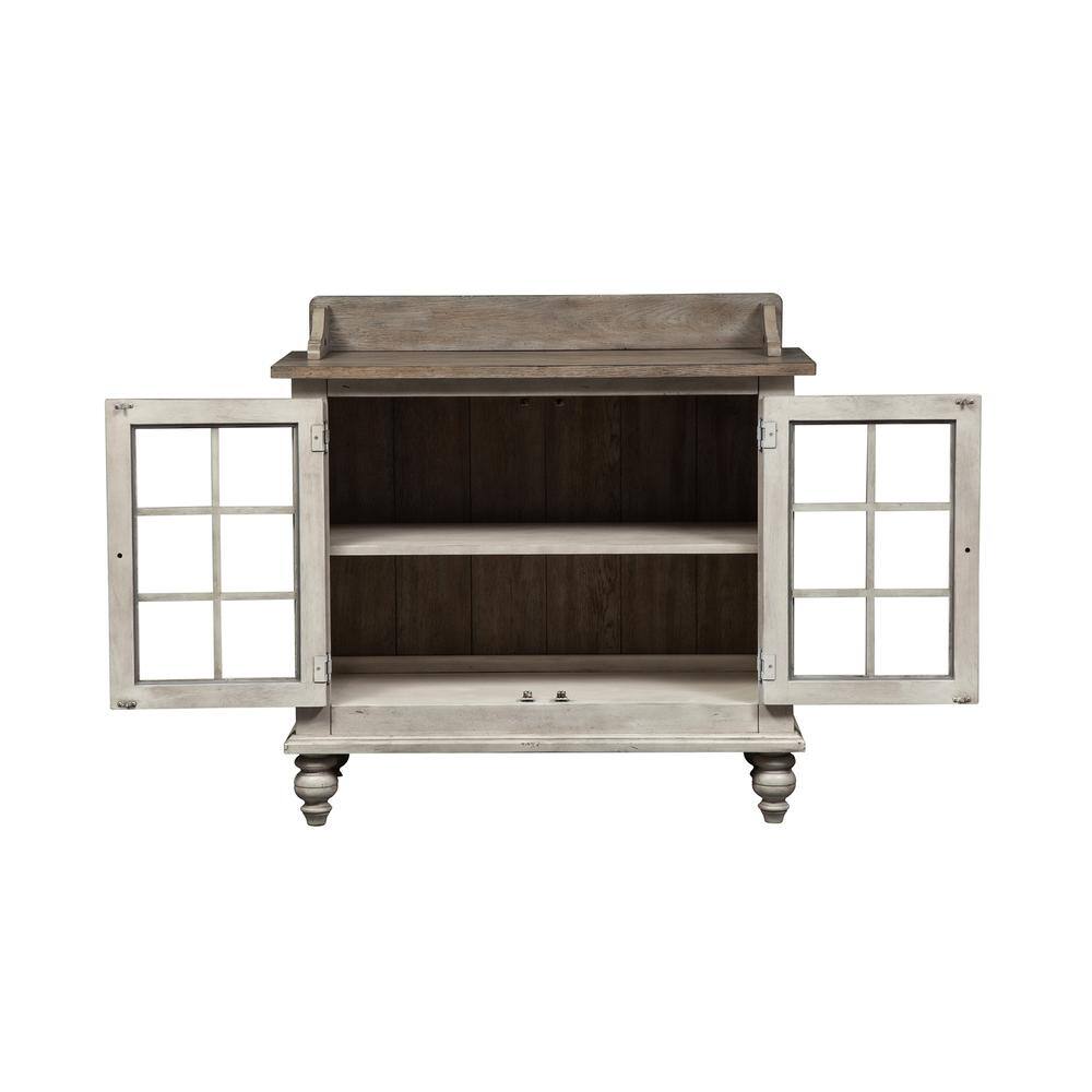 Left. Liberty Furniture Industries - Whitney Server in Antique Linen w/ Weathered Gray - White.