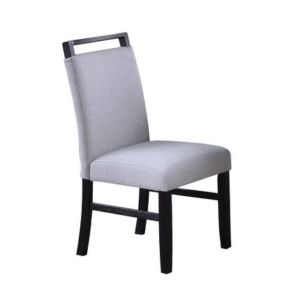 Front. Manhattan Lane - Dining Side Chair Set of 2, Charcoal Gray Fabric Foam Seat, Black Rubberwood - Charcoal Gray, Black.