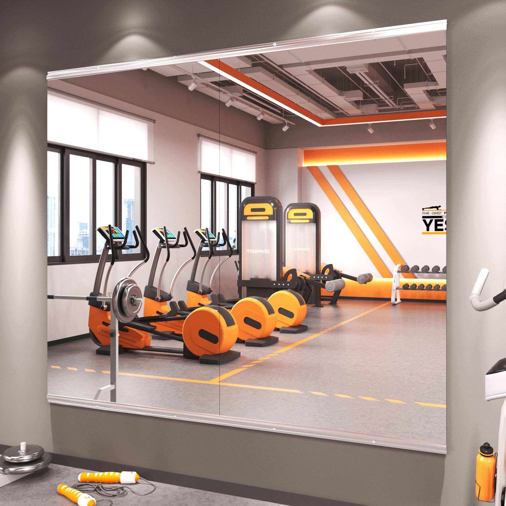 Comfort Essence - 56''x16'' each - Gym Mirror Tempered Glass Frameless Full Body For Home Yoga Studios Dance Rooms Garage Gyms - 48''X30'' -2pcs