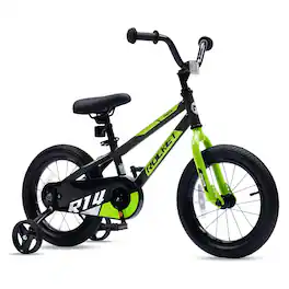 RoyalBaby - Rocket Outdoor Children's Bike with Training Wheels, 14 Inch - Black