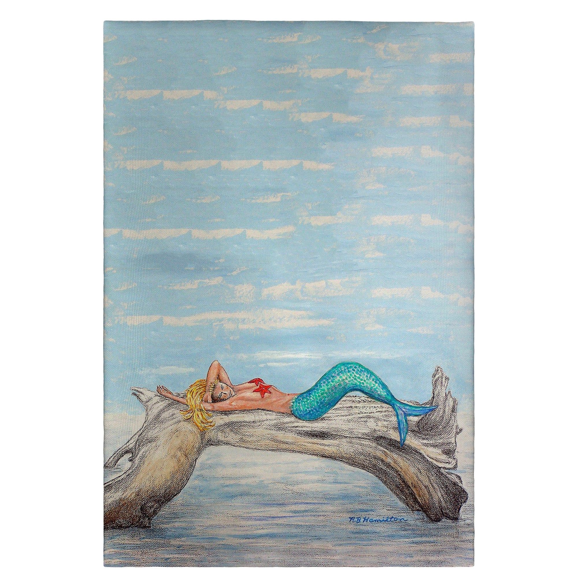 Betsy Drake - Mermaid on Log Guest Towel - Multicolored