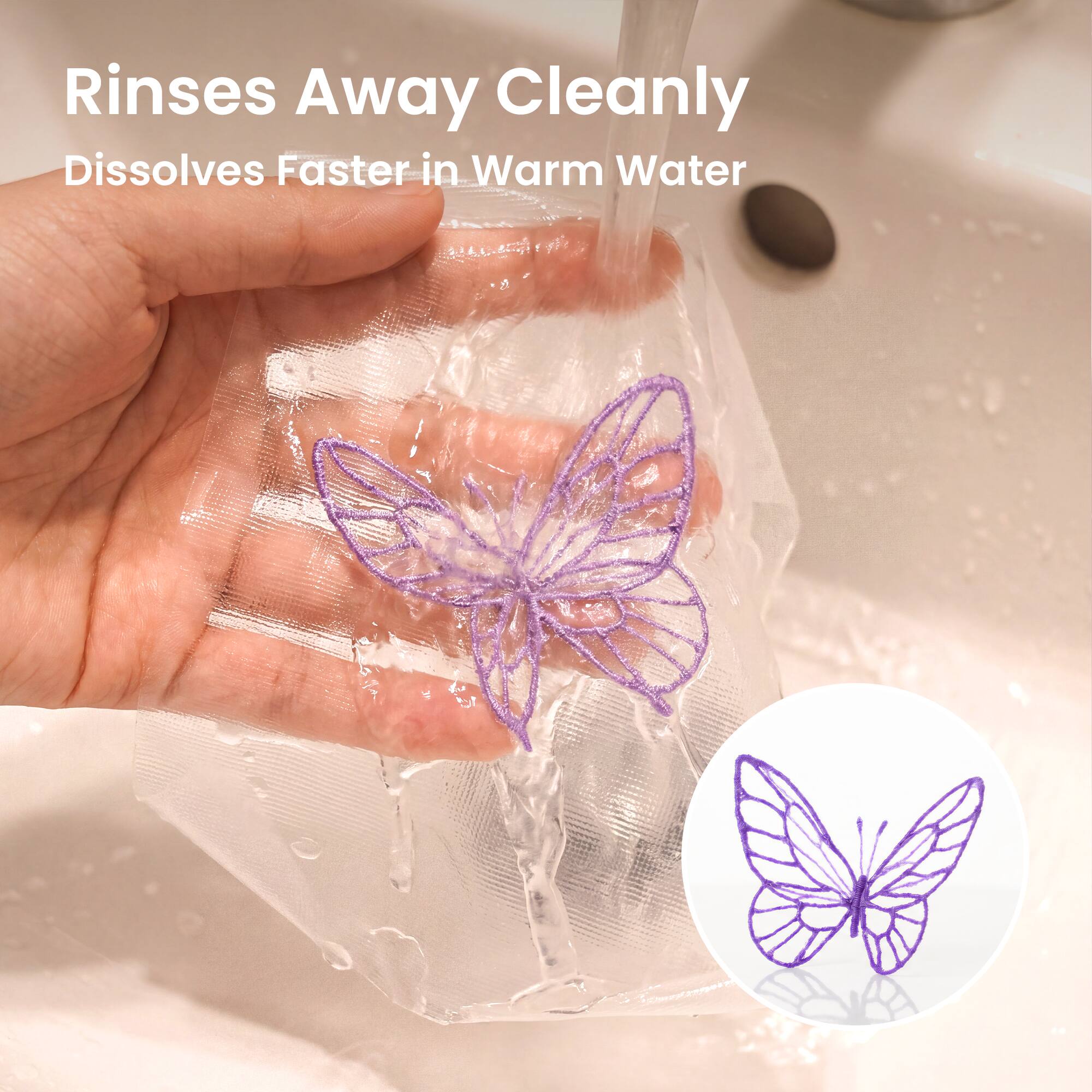 Rinses Away Cleanly  
Dissolves Faster in Warm Water