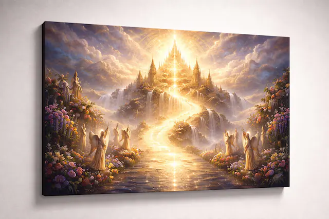 Front. FC Design - Large Canvas 24x36" Ready-to-Hang Heavenly Kingdom Glory Art Painting Home Wall Décor - MultiColor.