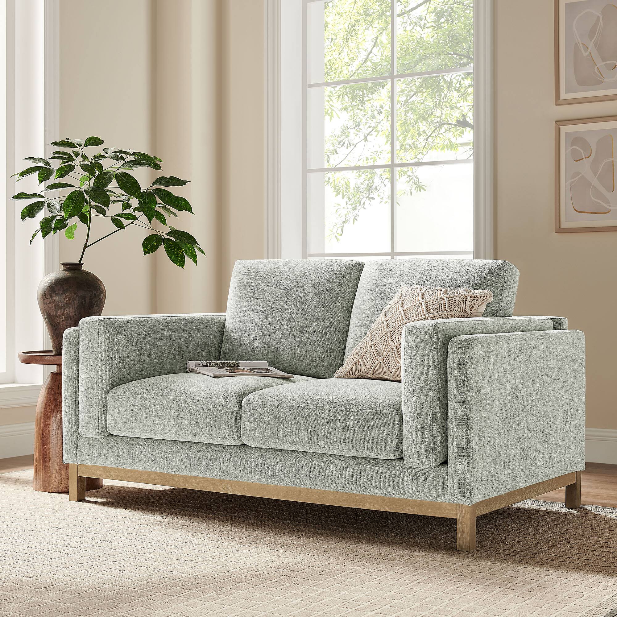 Alt View 7. Modway - Roscoe 63 inch Fabric Loveseat by Modway - Mist.