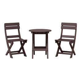 WestinTrends - Malibu 3-Piece Outdoor HDPE Folding Patio Bistro Table and Chairs - Dark Brown